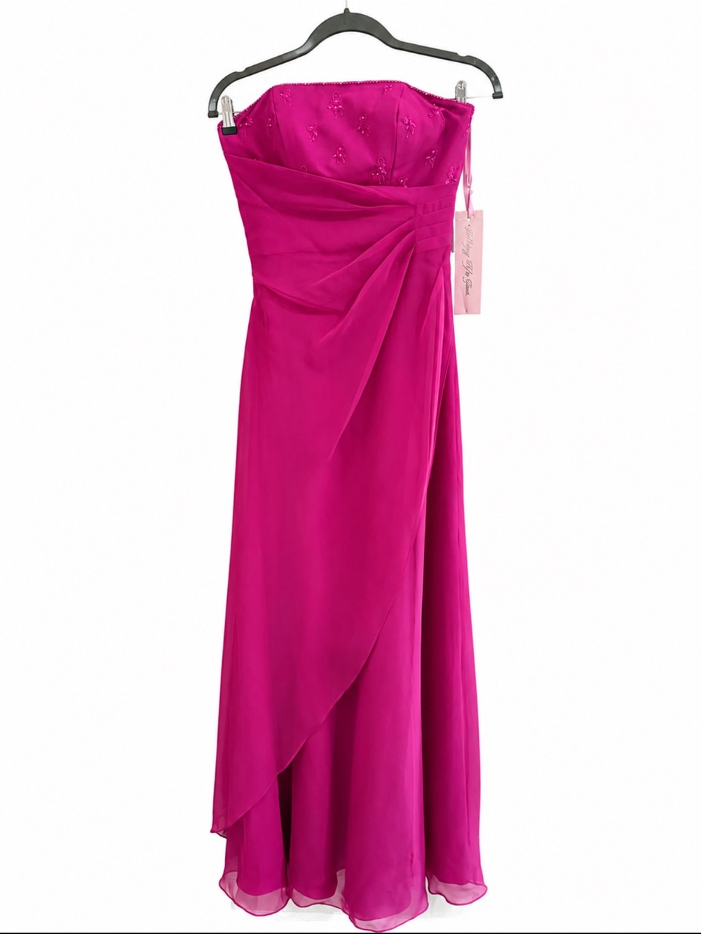 Mori Lee Strapless Fuchsia Evening Gown